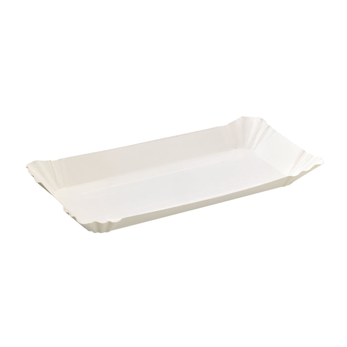 Piatto in cartone laminato bianco - 23 cm x 12 cm x 2 cm - 250 pezzi