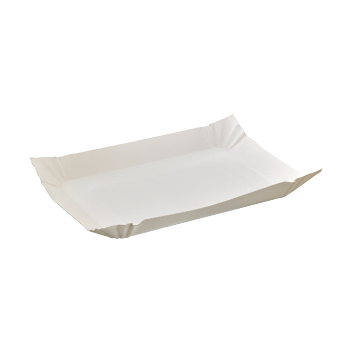 Piatto in cartone laminato bianco - 24 cm x 18 cm x 2 cm - 250 pezzi