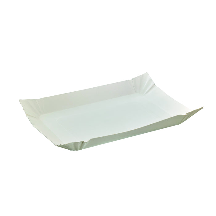 Piatto in cartone laminato bianco - 24 cm x 18 cm x 2 cm - 250 pezzi