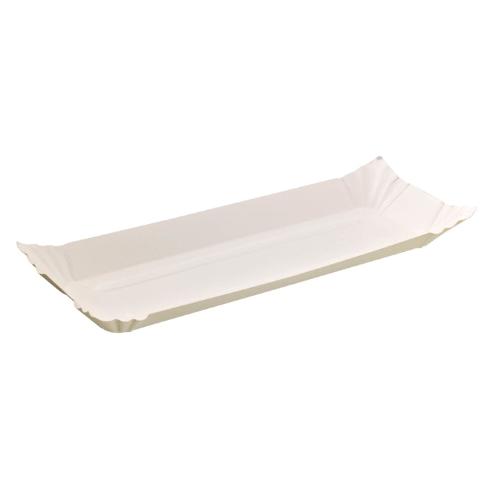 Piatto in cartone laminato bianco - 32 cm x 13 cm x 1,3 cm - 250 pezzi