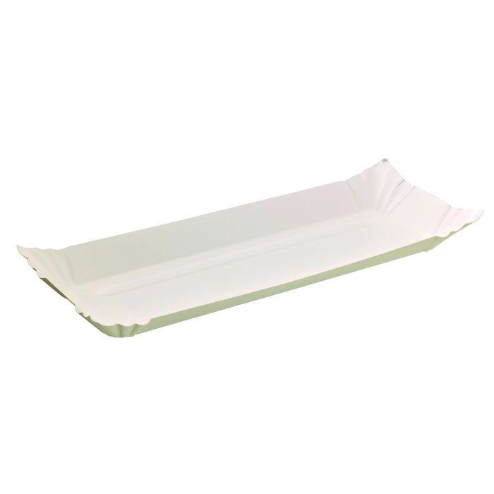 Piatto in cartone laminato bianco - 32 cm x 13 cm x 1,3 cm - 250 pezzi