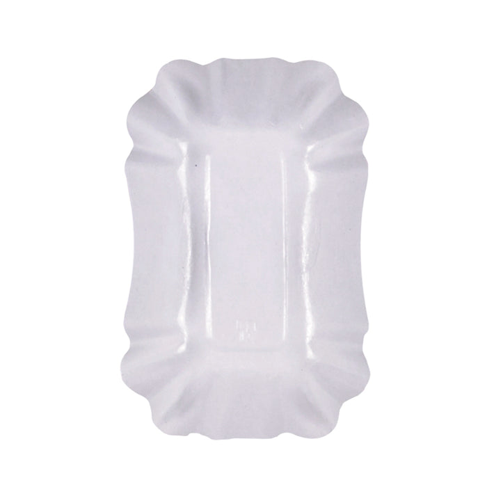 Piatto in cartone laminato bianco - 14 cm x 9 cm x 3 cm - 250 pezzi