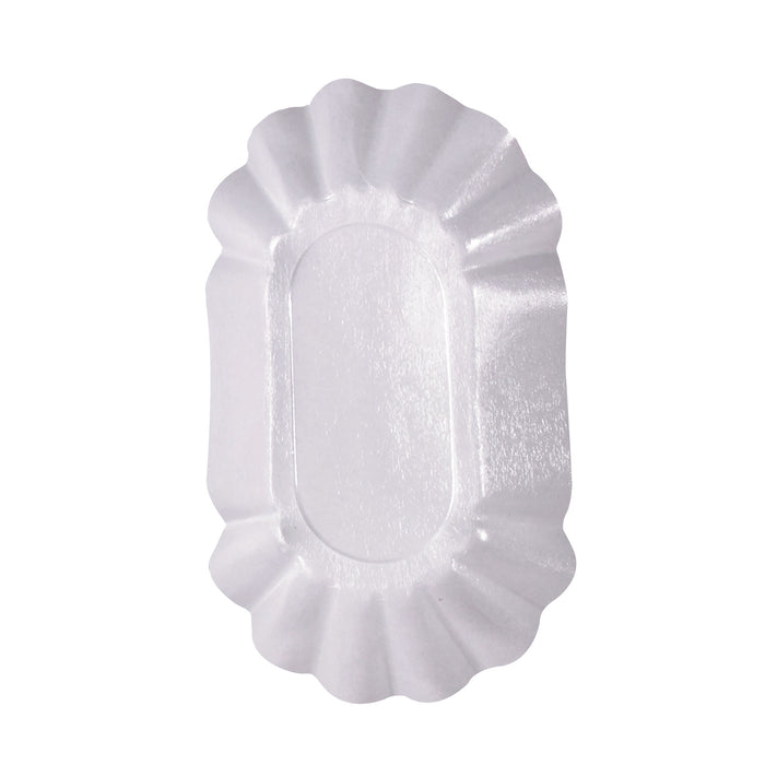 Piatto in cartone laminato bianco - 22 cm x 14 cm x 3,75 cm - 250 pezzi