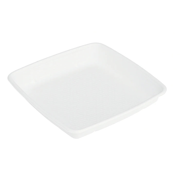 Insalatiera quadrata in polpa di canna da zucchero - 1000 ml - 23,5 cm x 23,5 cm x 2,8 cm - 25 pezzi