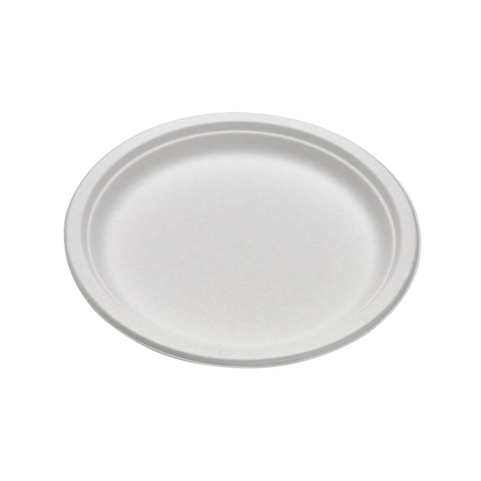 Plato redondo de caña de azúcar blanco Ø300mm A26mm - 50Uds