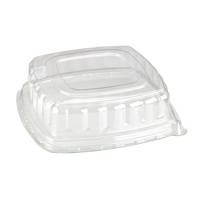 Coperchio quadrato in PET per piatto in polpa (PET1) - 31,8 cm x 31,8 cm x 8,5 cm - 24 pezzi