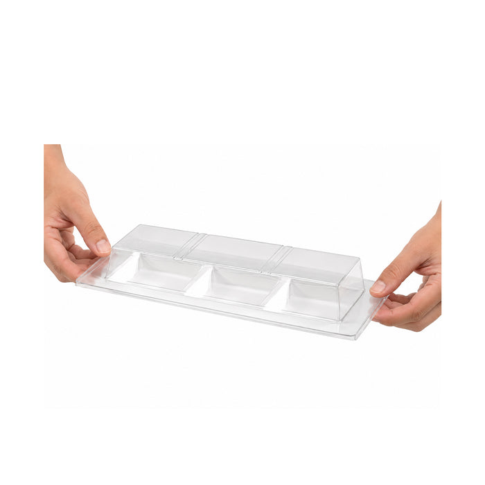 Coperchio in PET per piatto in polpa (PET1) - 26 cm x 11 cm x 3,2 cm - 50 pezzi