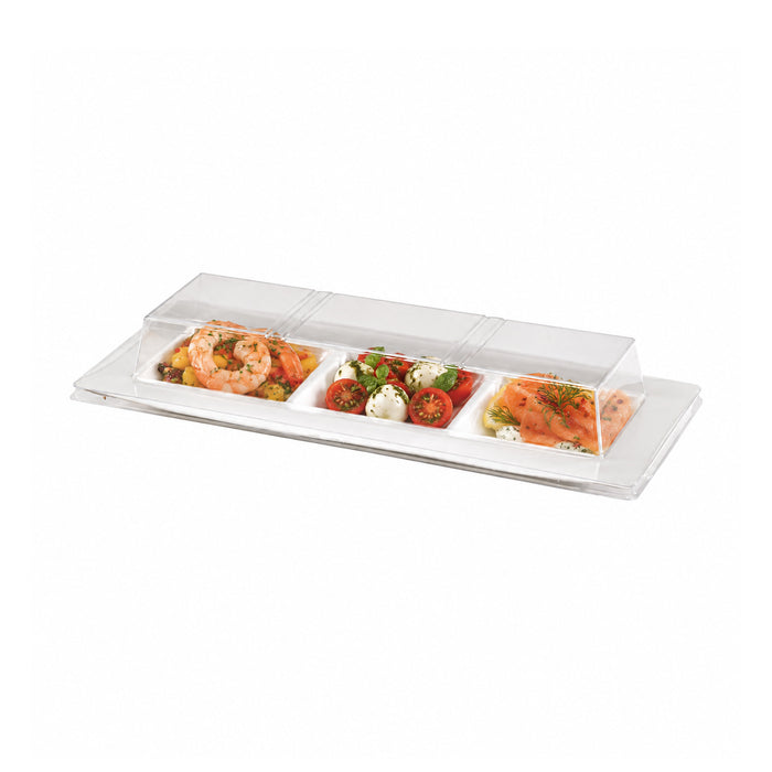 Coperchio in PET per piatto in polpa (PET1) - 26 cm x 11 cm x 3,2 cm - 50 pezzi