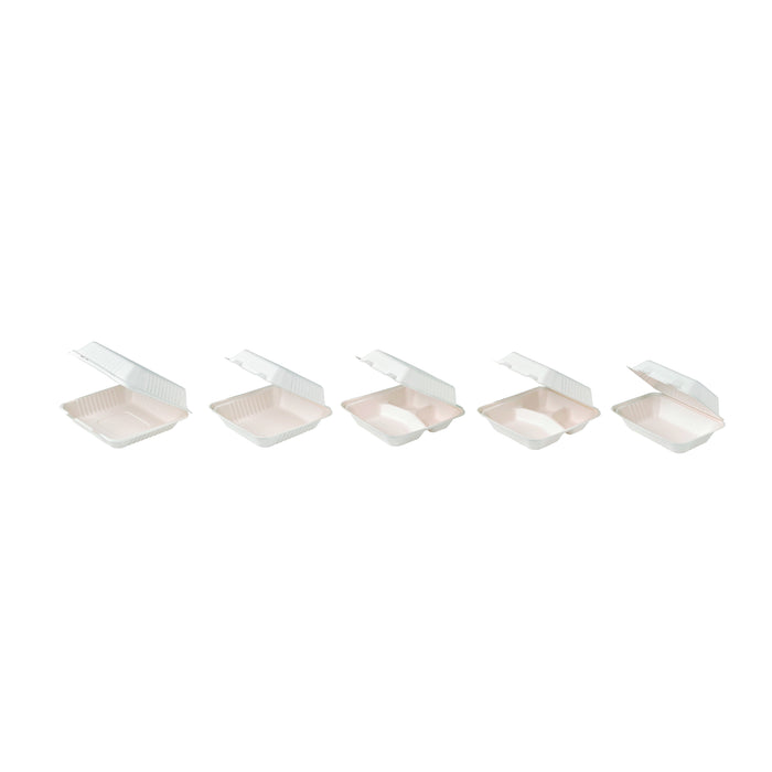Conchiglia in polpa di canna da zucchero - 830 ml - 23,2 cm x 15,7 cm x 8 cm - 50 pezzi