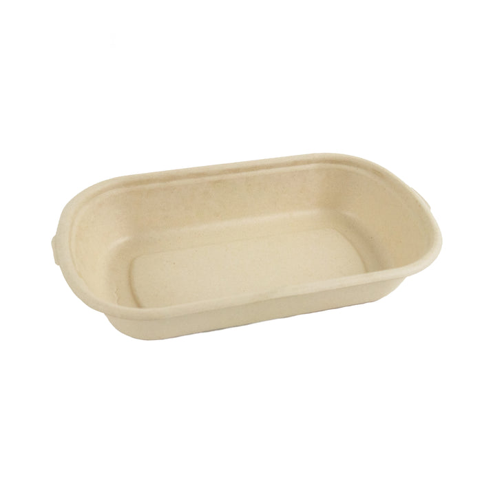 Insalatiera quadrata in polpa di canna da zucchero scura - 500 ml - 19,5 cm x 11,6 cm x 3,5 cm - 50 pezzi