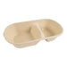 Vaschetta in polpa di canna da zucchero scura a 2 scomparti 235x130mm H50mm 825ml
