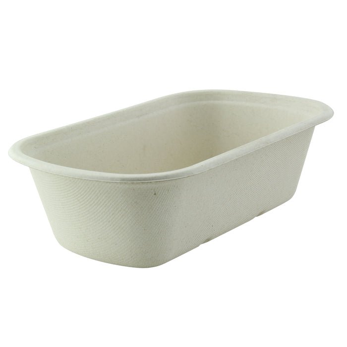 Vaschetta in polpa di canna da zucchero scura - 1150 ml - 23 cm x 13,5 cm x 6,5 cm - 125 pezzi