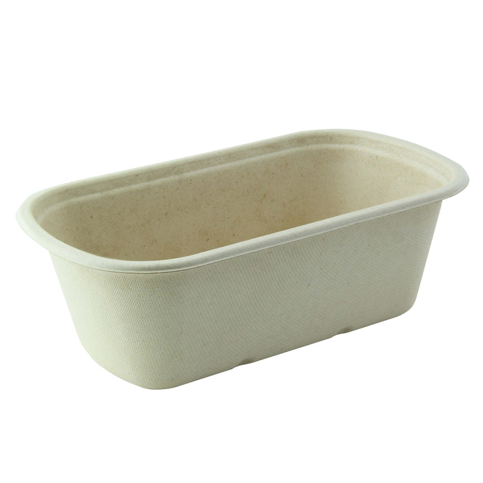 Vaschetta in polpa di canna da zucchero scura - 1350 ml - 23 cm x 13,5 cm x 7,7 cm - 125 pezzi