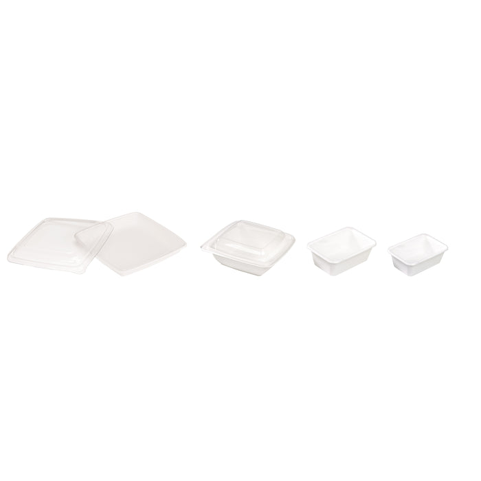 Insalatiera quadrata in polpa di canna da zucchero - 750 ml - 19,5 cm x 19,5 cm x 4,5 cm - 30 pezzi