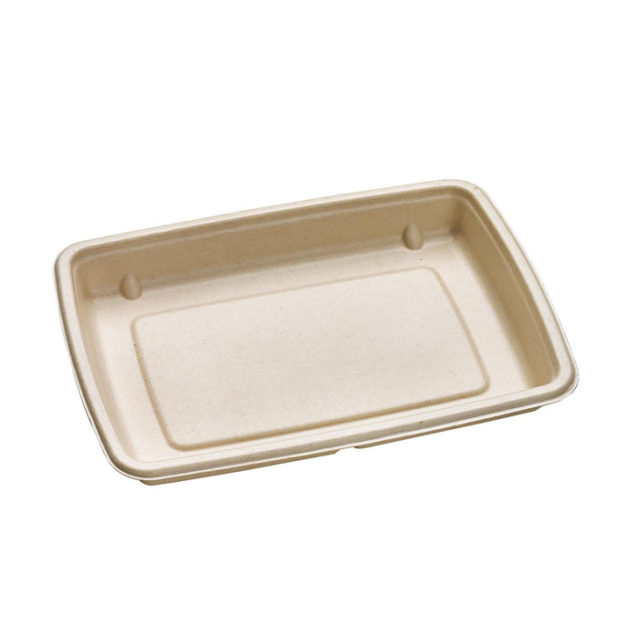 Vassoio in polpa di canna da zucchero scura con lamina in PLA - 22,6 cm x 16,3 cm x 2,8 cm - 50 pezzi