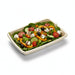 Vassoio in polpa di canna da zucchero scura con lamina in PLA 226x163mm H28mm