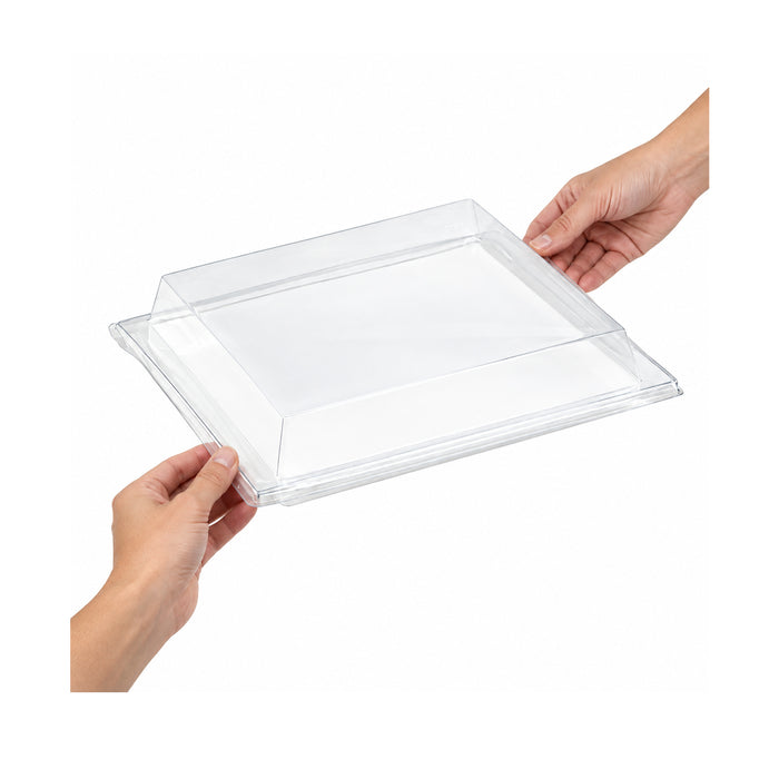 Coperchio in PET trasparente per vassoio Atlas (PET1) - 27,5 cm x 26,5 cm x 3,3 cm - 100 pezzi
