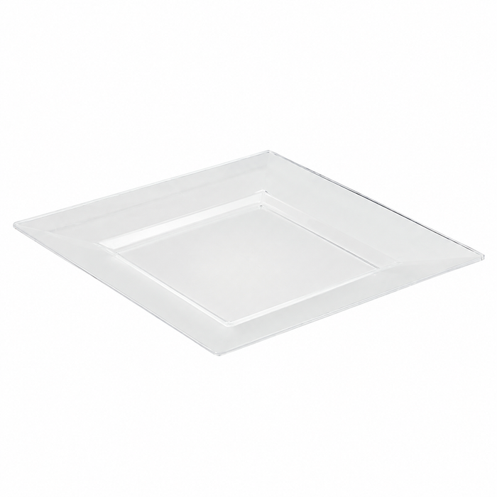 Piatto "Quadra" in PS riutilizzabile trasparente - 28 cm x 28 cm x 4 cm - 10 pezzi