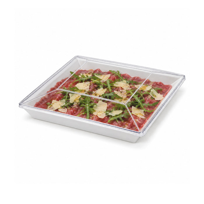 Coperchio in PET trasparente quadrato - 28 cm x 28 cm x 4 cm - 60 pezzi