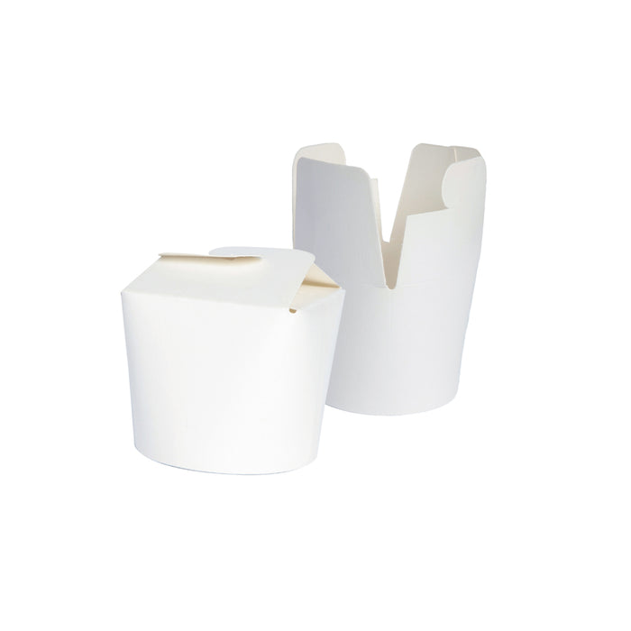 Contenitore a base tonda in cartone bianco, chiusura a nodo di papillon - 230 ml - Ø 7,5 cm - H 5,9 cm - 50 pezzi