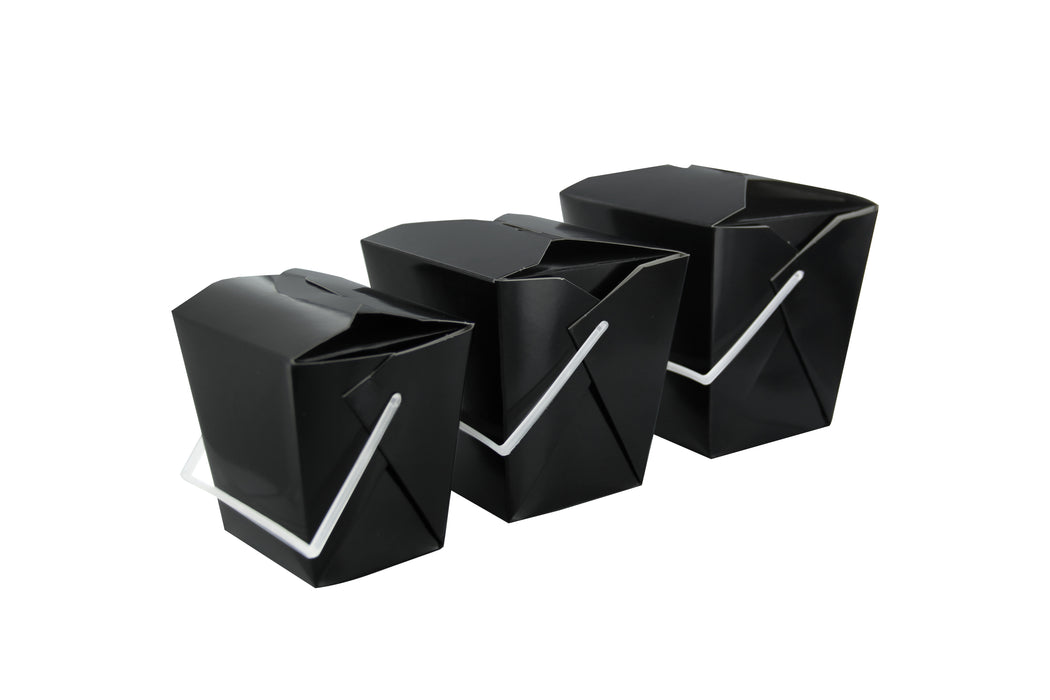 Contenitore quadrato in cartone nero stile orientale, chiusura a incastro - 415 ml - 9,2 cm x 7,4 cm x 9 cm - 50 pezzi