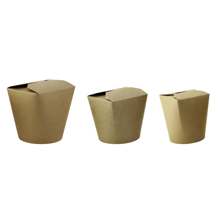Contenitore tondo kraft stile orientale, chiusura a incastro - 550 ml - 7,2 cm x 8,7 cm x 9,5 cm - 50 pezzi