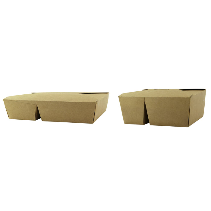 Lunchbox 2 scomparti in cartone kraft con chiusura a incastro - 1040 ml - 16,8 cm x 13,5 cm x 6,5 cm - 50 pezzi