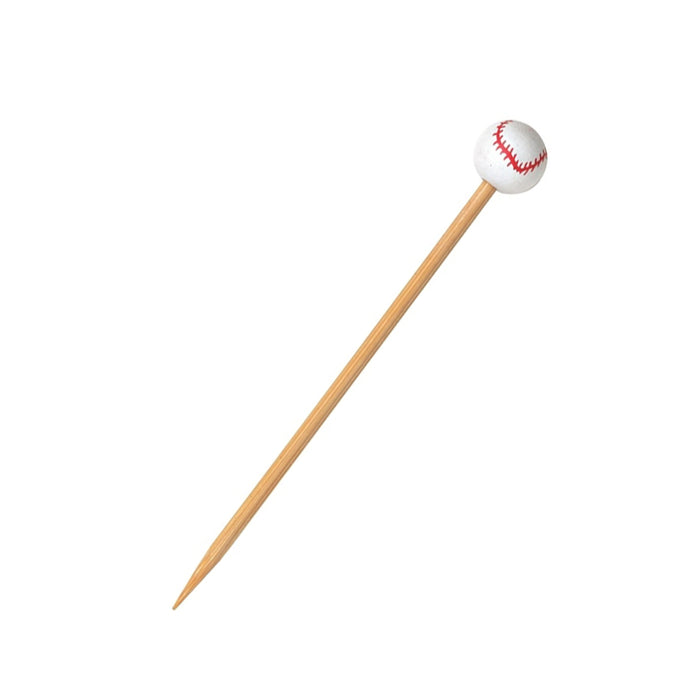 Stecchino in bambù con decorazione baseball (FOR50) - H 12 cm - 100 pezzi