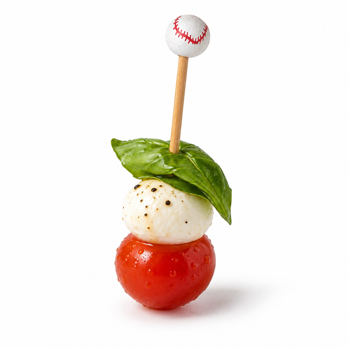 Stecchino in bambù con decorazione baseball (FOR50) - H 12 cm - 100 pezzi