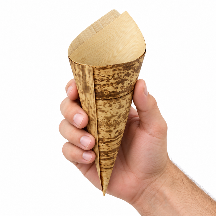 Cono in foglia in bambù - 147 ml - Ø 7 cm - H 17 cm - 100 pezzi