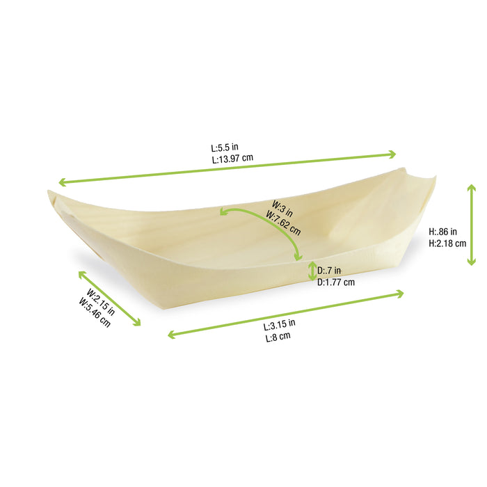 Vaschetta in legno a forma di barca - 14,5 cm x 7,5 cm x 2 cm - 50 pezzi