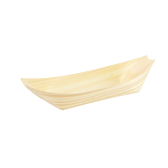 Vaschetta in legno a forma di barca - 17 cm x 8,7 cm x 2,3 cm - 50 pezzi