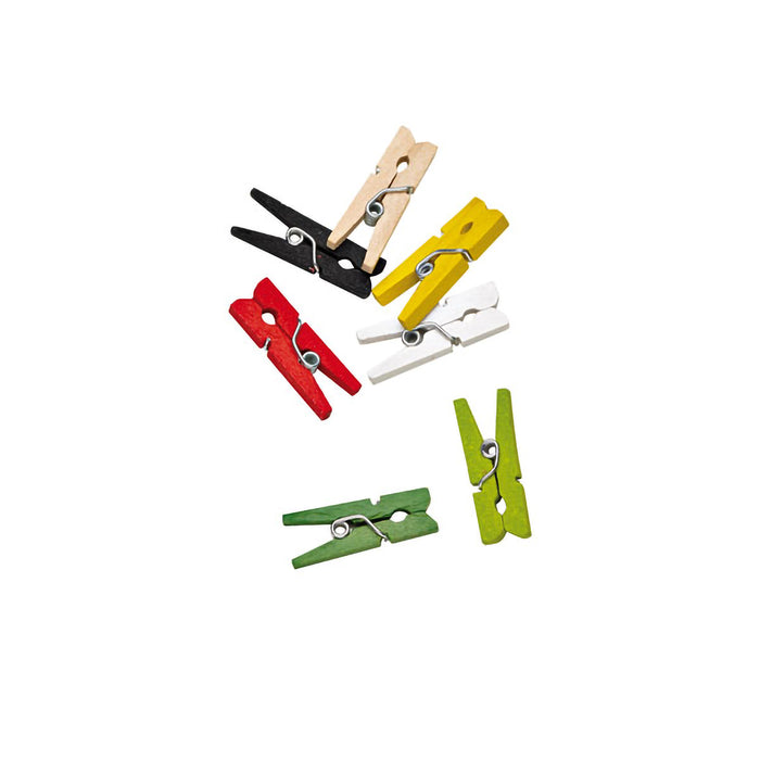 Mini mollette per bucato in legno colorate - H 2,5 cm - 100 pezzi