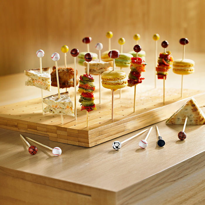 Stecchino in bambù con decorazione calcio (FOR50) - H 12 cm - 100 pezzi