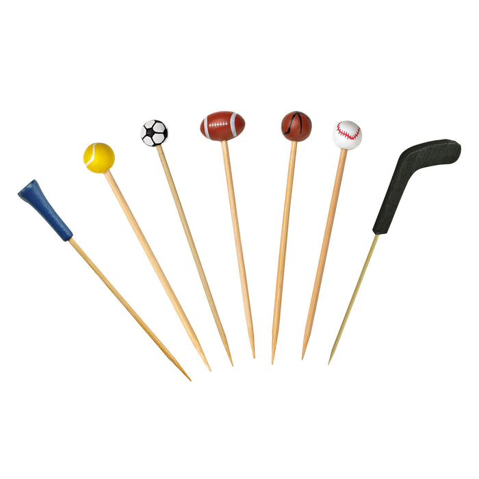 Stecchino in bambù con decorazione tennis (FOR50) - H 12 cm - 100 pezzi
