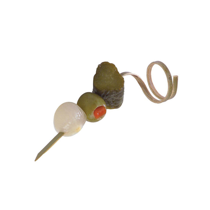Stecchino in bambù con decorazione ricciolo (FOR50) - H 9 cm - 100 pezzi