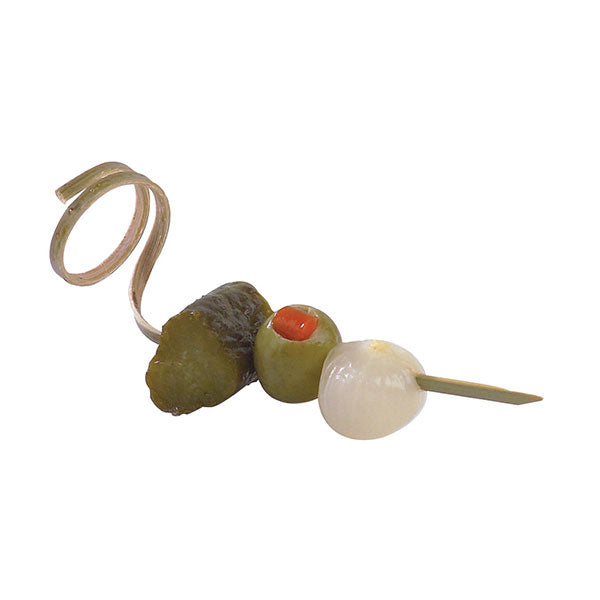 Stecchino in bambù con decorazione ricciolo (FOR50) - H 9 cm - 100 pezzi