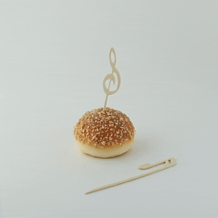 Stecchino in bamboo con decorazione foglia (FOR50)  H120mm