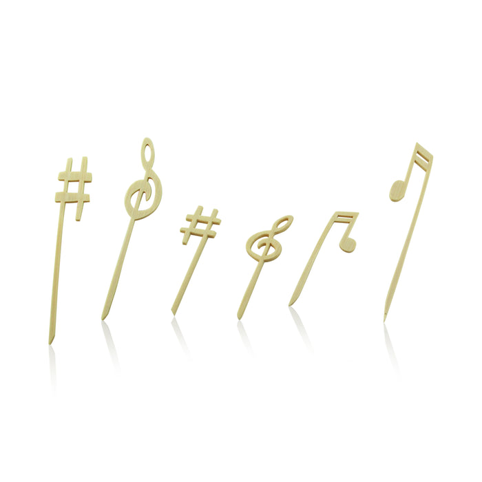 Stecchino in bamboo con decorazione foglia (FOR50) - H 9 cm - 100 pezzi