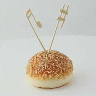 Stecchino in bamboo con decorazione foglia (FOR50)  H90mm