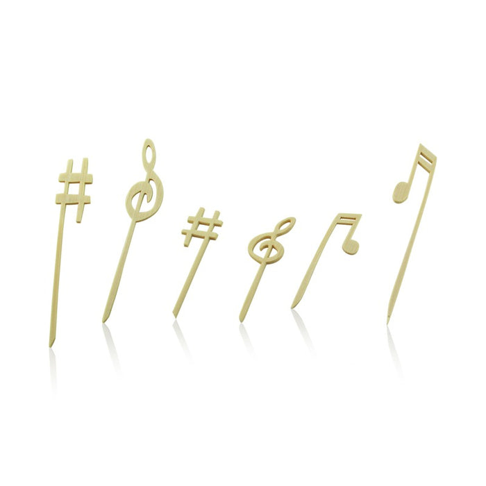 Stecchino in bamboo con decorazione foglia (FOR50)  H90mm