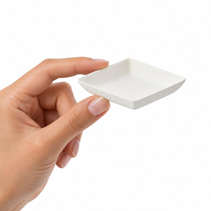 Piatto "BioNChic" in polpa di canna da zucchero - 6,5 cm x 6,5 cm x 1,3 cm - 300 pezzi