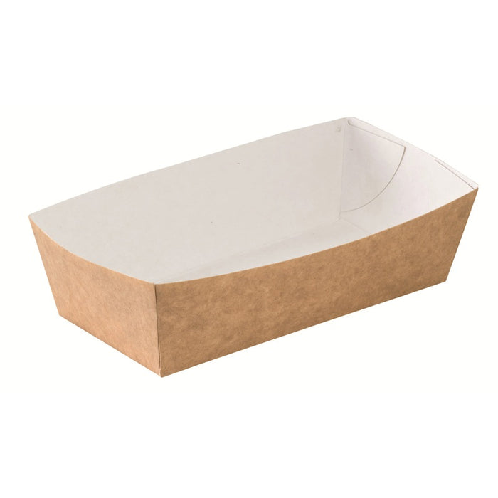 Vaschetta in cartone kraft e interno bianco - 460 ml - 14 cm x 6,5 cm x 4,2 cm - 100 pezzi