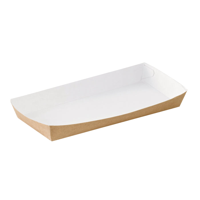 Vaschetta in cartone kraft e interno bianco - 500 ml - 20 cm x 9 cm x 2,5 cm - 100 pezzi