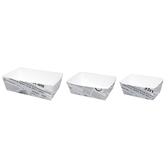 Vaschetta in cartone laminato in PE antiunto, decorazione stampa di giornale - 250 ml - 9 cm x 5,5 cm x 4 cm - 250 pezzi