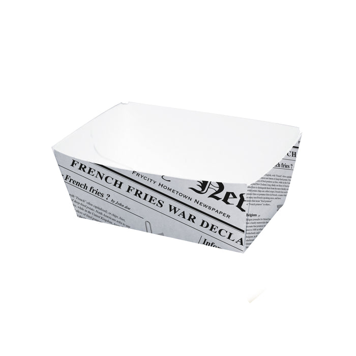 Vaschetta in cartone laminato in PE antiunto, decorazione stampa di giornale - 250 ml - 9 cm x 5,5 cm x 4 cm - 250 pezzi