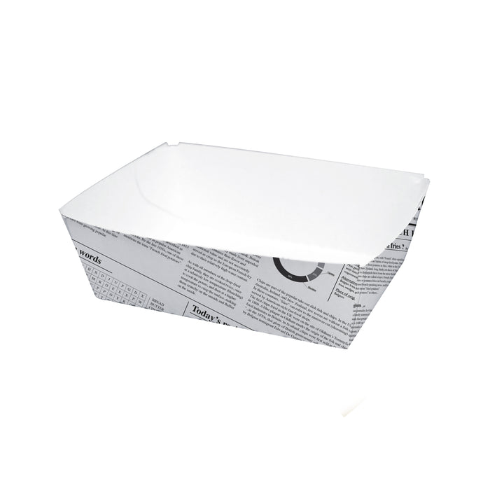 Vaschetta in cartone laminato in PE antiunto, decorazione stampa di giornale - 440 ml - 8 cm x 11 cm x 4 cm - 250 pezzi