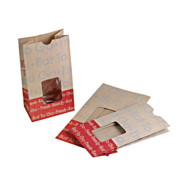 Sacchetto "SOS" "Ecokraft" in carta scura rinforzata con finestra - 12,5 cm x 7,5 cm x 23,5 cm - 500 pezzi