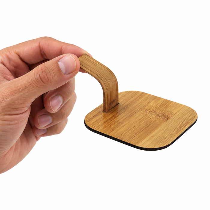 Piattino con maniglia da presentazione in bambù - 6,3 cm x 6,3 cm x 4 cm - 24 pezzi
