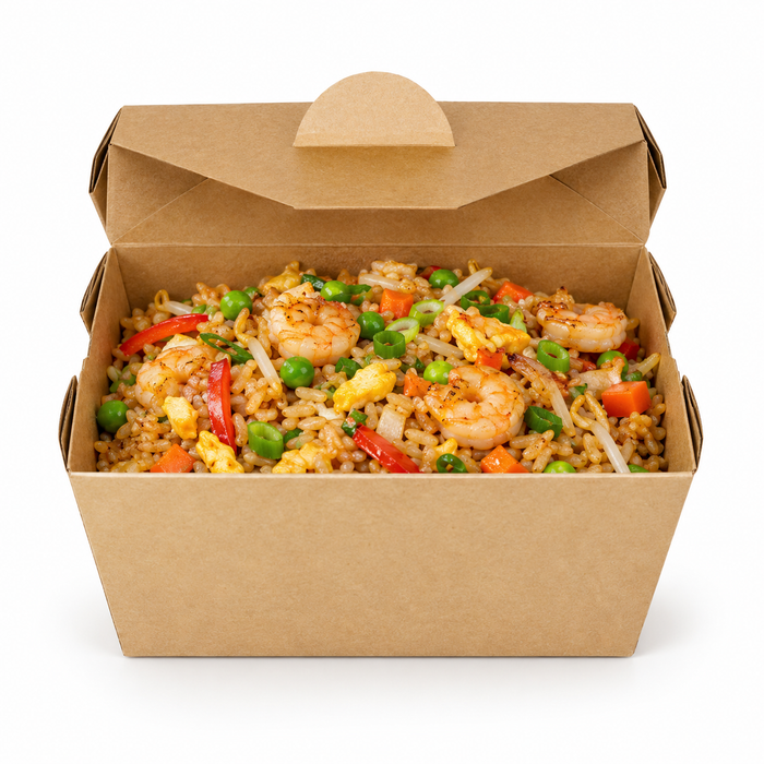 Lunchbox in cartone kraft con chiusura a incastro - 750 ml - 13 cm x 10,7 cm x 6,7 cm - 25 pezzi